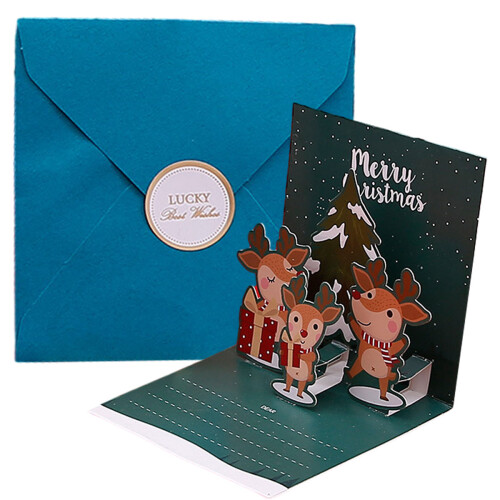 Christmas Envelopes Postcards for Friends Pop-Up Cards