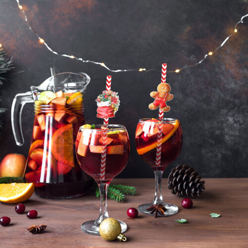 Christmas Paper Straws Holiday Theme 24-Pack 1