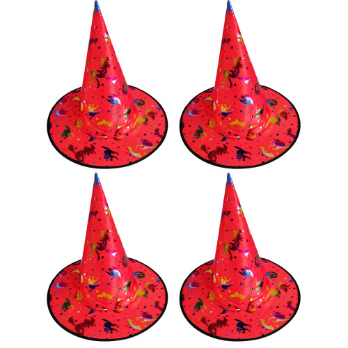 Gold Halloween Witch Hats 4pcs