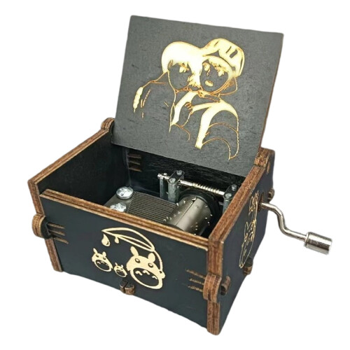 Wooden Music Box with Classical Carving Decoration
