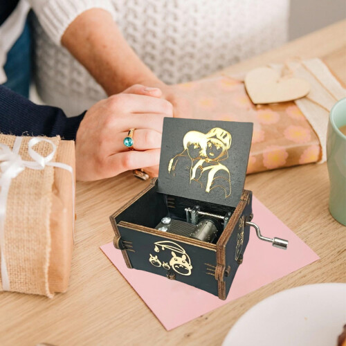 Wooden Music Box with Classical Carving Decoration 1