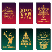 Christmas Card Set Gold Leaf 12 Designs