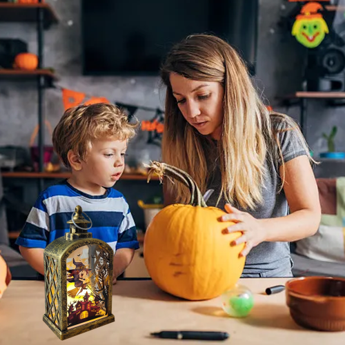 Halloween Lantern Portable Orange LED Candle Decor 2