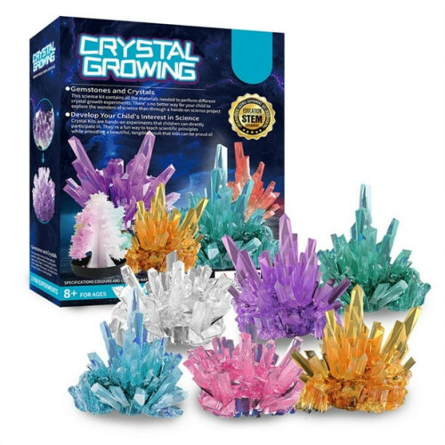 Crystal Growing Kit Light-Up 6 Crystals Science Gift for
