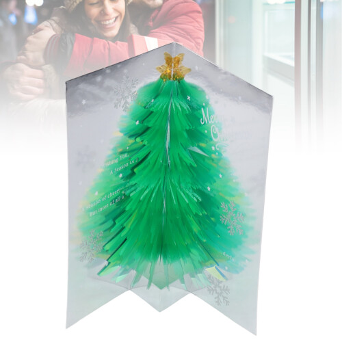 3D Christmas Card Tree Theme Embossed Foil Paper Popup 2