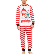 Christmas Pajama Set Red White Striped Long Sleeve Crewneck