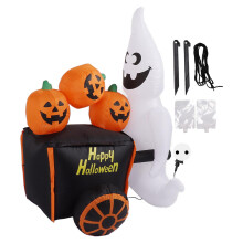 Inflatable Ghost Pushing Pumpkin Cart 6ft IP44 Outdoor