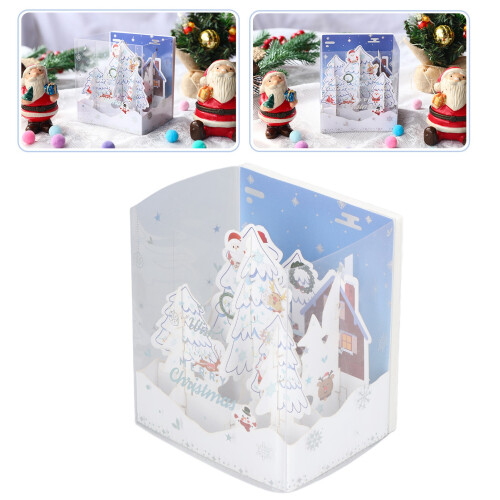 3D Popup Musical Christmas Card Handcrafted Snowscape 1