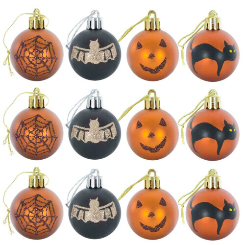 Halloween Hanging Balloons Pumpkin Bat Spider Web 12 Pcs