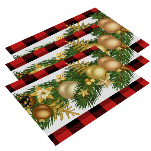 Christmas Linen Placemats Heat and Stain Resistant