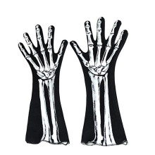 Skull Skeleton Gloves White Bone Full-Finger Halloween