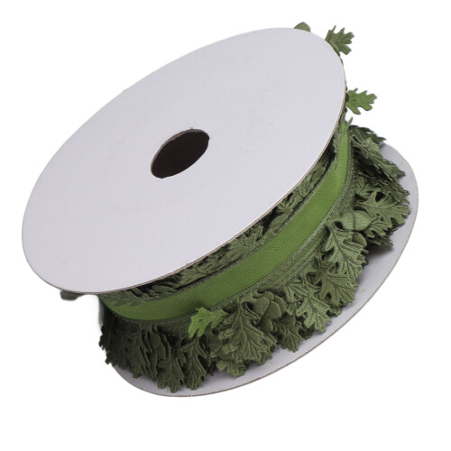 Green Leaf-Shaped Ribbon 1.6 Inch Width 1