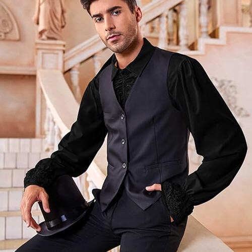 Men's Pirate Ruffle Shirt Victorian Steampunk Gothic 2