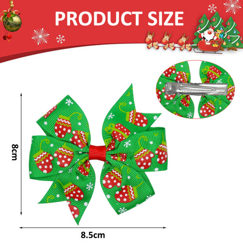 Christmas Hair Clip Snowflake Tree Bow 1