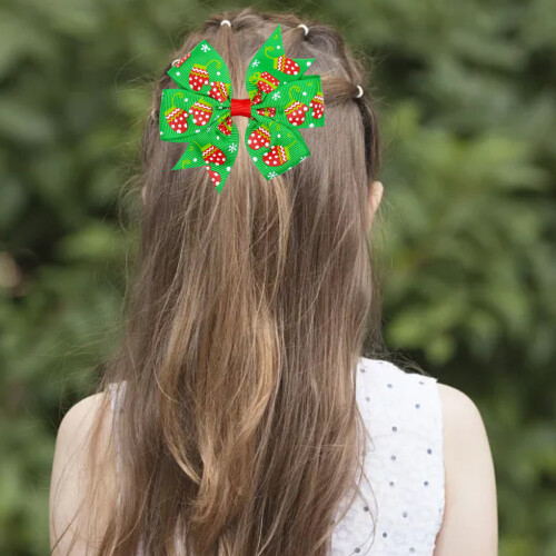 Christmas Hair Clip Snowflake Tree Bow 2