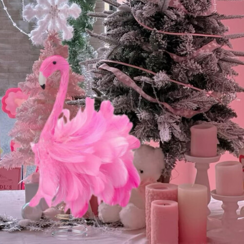 Flamingo Christmas Tree Topper Artificial Feathers 1