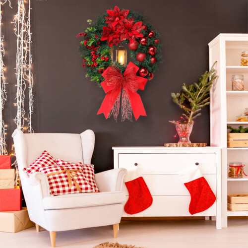 Artificial Christmas Wreath with Lights 40 cm 1