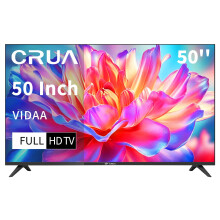 CRUA 50 Inch Smart TV Full HD 1080P LED TV VIDAA OS with Freeview HD Triple Tuner DVB-T2/T/C/S2 HDMI USB AV Inputs Slim Design Mountable Netflix Prime