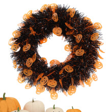 Halloween Tinsel Garland Metallic Pumpkin Decor