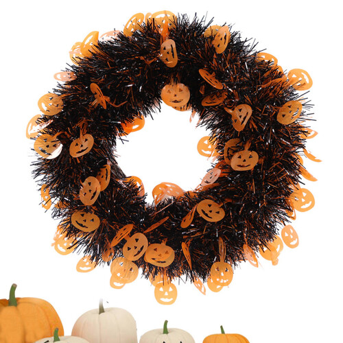 Halloween Tinsel Garland Metallic Pumpkin Decor