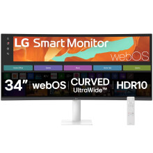 LG SMART Monitor 34U601SA-W, Curved UltraWide QHD 1440p VA, 34 inch, 100Hz, 5ms GtG, HDR10, Wi-Fi, Bluetooth, Home office - Remote Desktop, Airplay, w