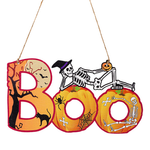Halloween Hanging Sign Skull Witch Pumpkin Decor