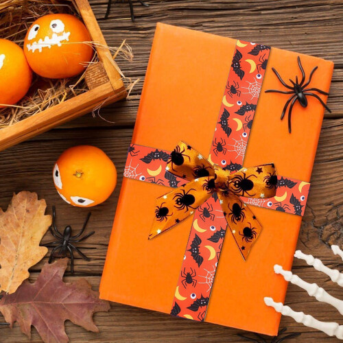 Halloween Ribbons Wire Edge Skull Pumpkin Web 2