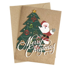 Christmas 3D Greeting Card Kraft Paper Stamping