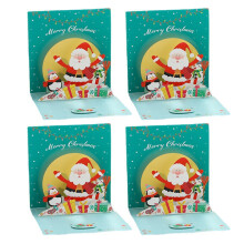 Pop Up Christmas Card Pack of 4 Red Funny 3D