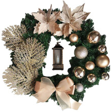 Christmas Wreath Artificial Flowers Champagne 38 cm