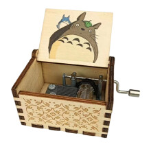 Wooden Music Box with Classical Carving Decoration
