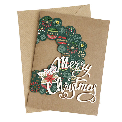 Christmas 3D Greeting Card Kraft Paper Stamping 2