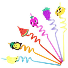 Cartoon Plastic Straws for Kids Party Bar Toy 12 pcs