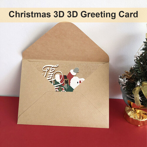 Christmas 3D Greeting Card Kraft Paper Stamping 2