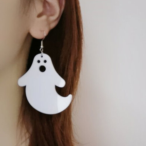 Halloween Acrylic Stud Earrings Black Spider Ghost Skull 2