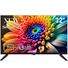 XUW 32 inch HD Smart TV, D-LED backlight Television, Borderless Design,HDMI USB DVB-T2/S2 RJ45 Interface, large screen for living room, bedroom, home