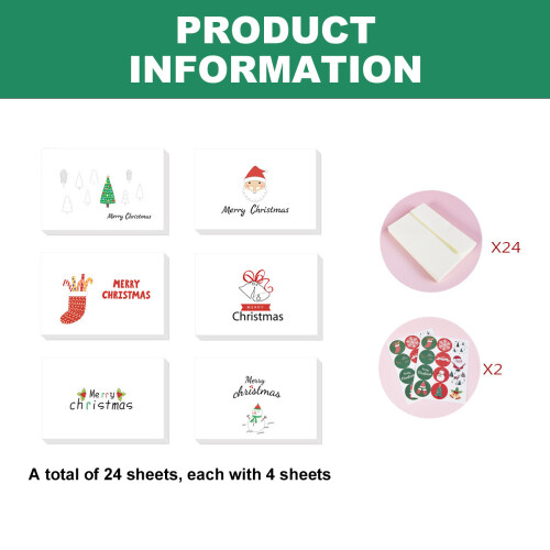Christmas Greeting Card Set with Envelopes and Stickers 24 1