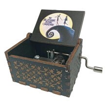 Wooden Music Box with Classical Carving Decoration