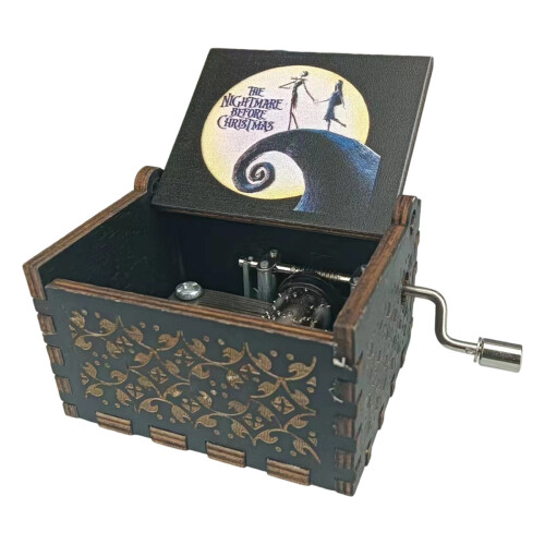 Wooden Music Box with Classical Carving Decoration