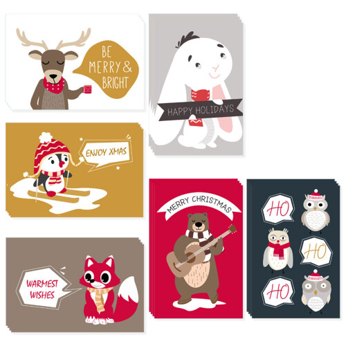 Christmas Greeting Card Set with Envelopes and Stickers