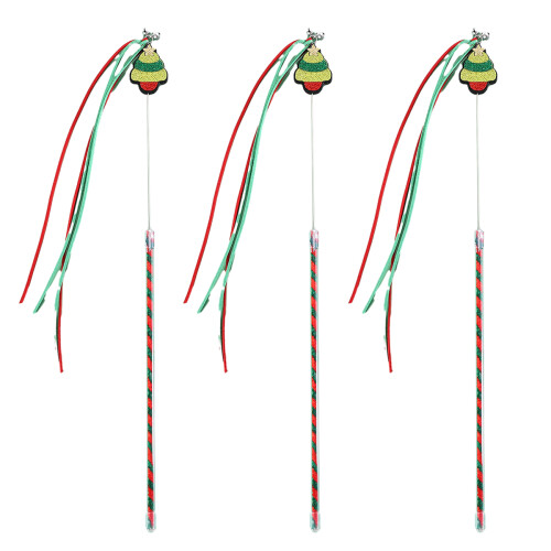 Christmas Cat Tassel Bell Toy Pole 3 pcs