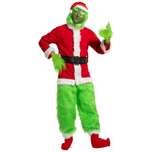 Grinch Costume with Green Fur Mask