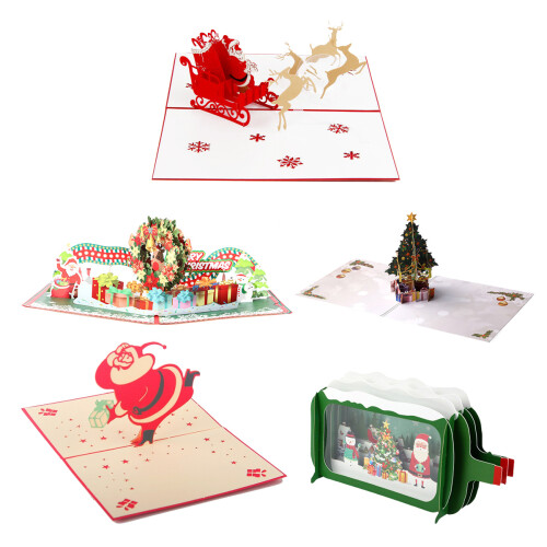 3D Christmas Cards Creative Tree Design 12 Pack