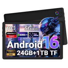 Gleeso TabletAndroid 16 Tablet 10 Inch24GB RAM 1TB TF Android Tablets with 6000mAhFace UnlockWidevine L1BT 5.4/5G WiFi8MP Dual Camera, OTG Table