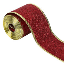 Glitter Ribbon Metallic Edge 25m Christmas Wreath Decoration