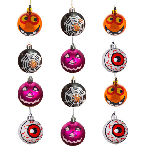 Halloween Hanging Balloons Pumpkin Bat Spider Web 12 pcs