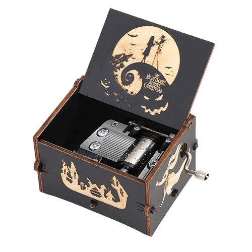 Wooden Music Box with Classical Carving Decoration