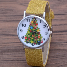 Women's Christmas Tree Quartz Watch with Bright Leather