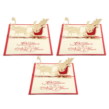 3D Pop Up Christmas Cards Happy New Year Gift Set 3 Pieces