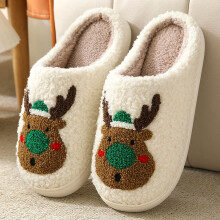 Christmas Elk Cotton Slippers Unisex Plush Indoor
